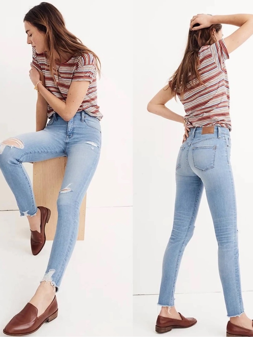 Madewell 9" High-Rise Skinny Jeans in Ontario Wash: Distressed-Hem Edition